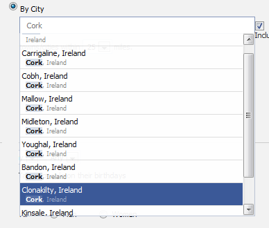Facebook Ireland City Targeting