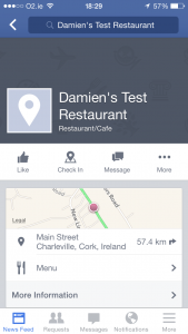 Facebook Restaurant Menu Mobile
