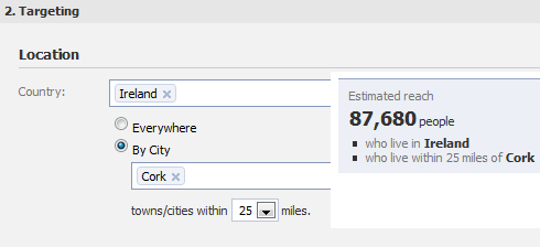 Facebook Ireland City Targeting